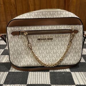 Michael Kors Brown and Cream Crossbody Bag